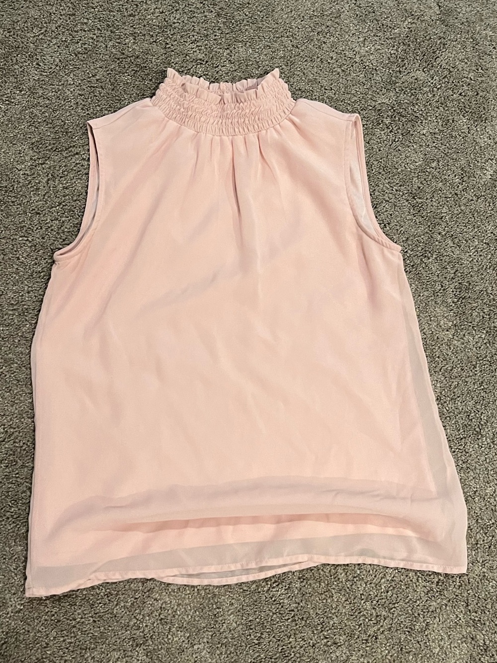 Japna Pale Pink Sleeveless Smocked Neck Top